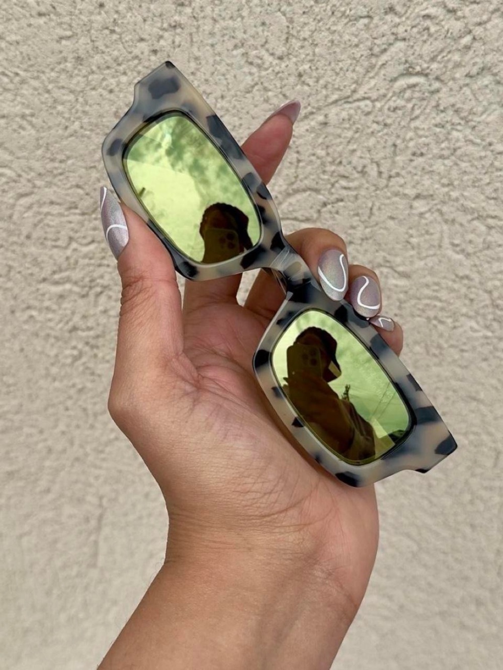 Diesel Tortoiseshell Rectangular Sunglasses with Green Lenses